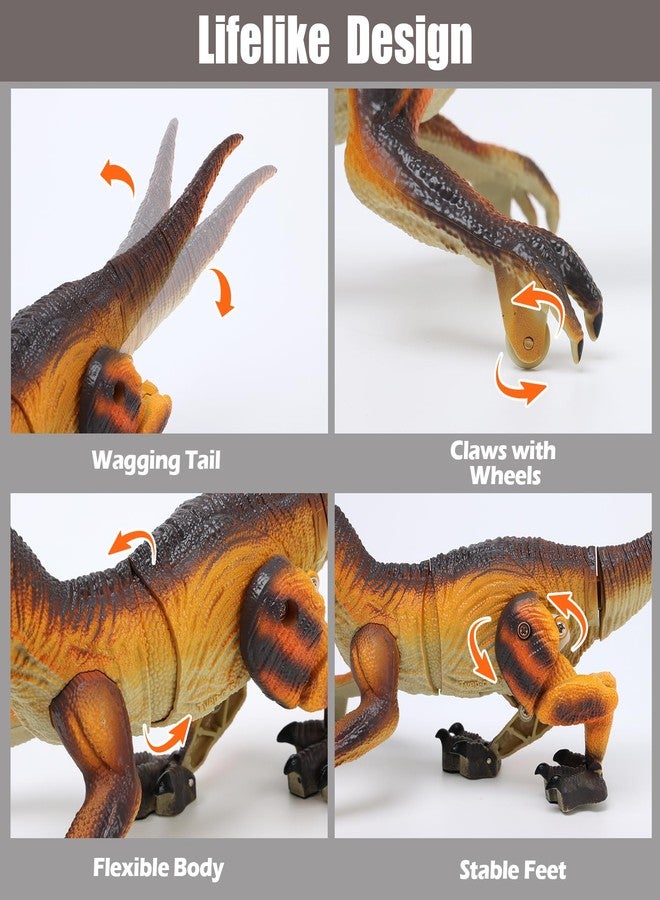 FUNiOi Remote Control Robot Dinosaur Kids Toys Idea for Boys 5-7, 8-10, 8-12 to Play on The Desktop - Cute Small Realistic RC Walking Dinosaurs with Sounds and Lights - Image 3